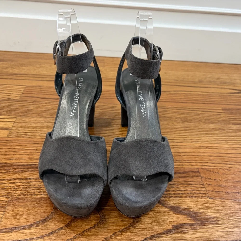 Stuart Weitzman Grey Suede Platform Sandals